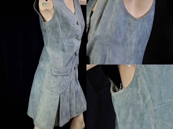 70s mini dress,  suede dress,   grey mini dress, … - image 4