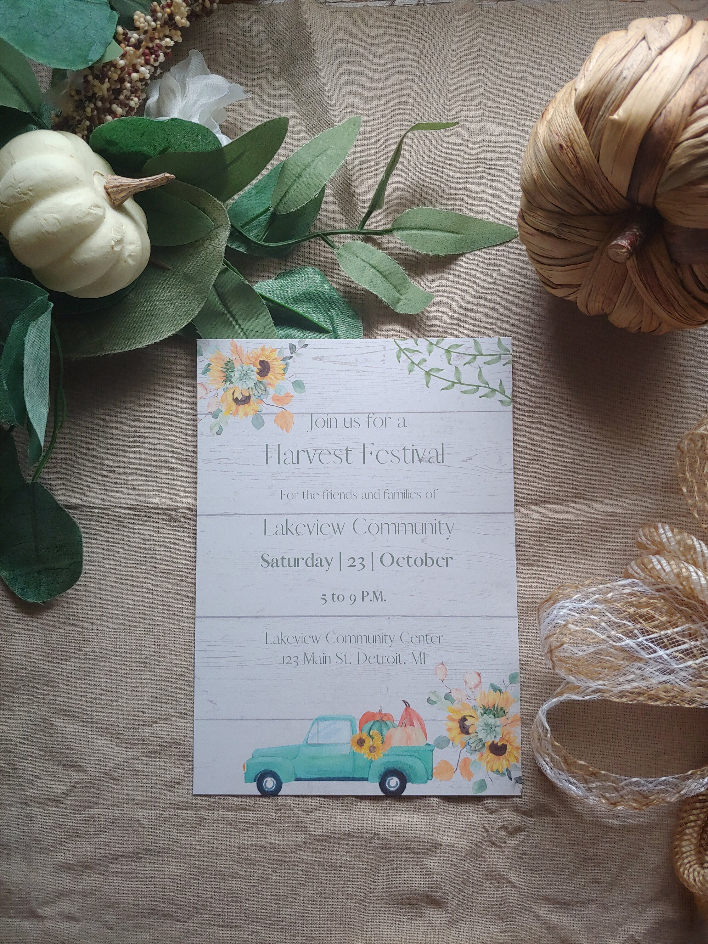Harvest Festival Invitation Template Editable and Printable. Etsy