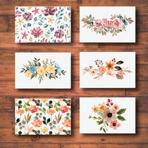 Watercolor Flowers Blank Greeting Card Bundle | Instant Download | Printable