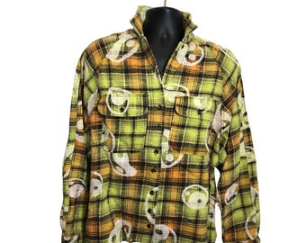 Anpassad BDG x Bleach Please Brody Överdimensionerad Flanellskjorta med knappar Storlek Small NWT