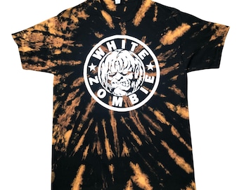 NEW Custom White Zombie Reverse-Dye T-Shirt - Two Design Options - Adult Sizes - Officially Licensed