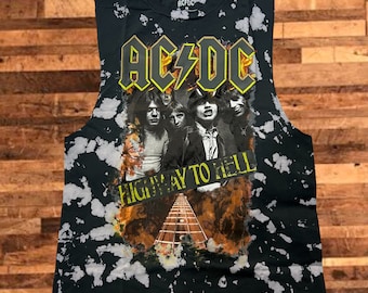 AC/DC ACDC Highway to Hell Tie-Dye Sleeveless Tee - Unisex - Adult Sizes - Officially Licensed