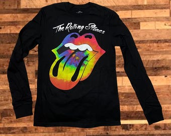 Custom Rolling Stones Tie Dye Tongue T-Shirt - Adult Sizes - Officially Licensed