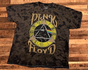 Custom Pink Floyd Retro Brown / Black Tie-Dye T-Shirt - Adult Size L/XL - Officially Licensed