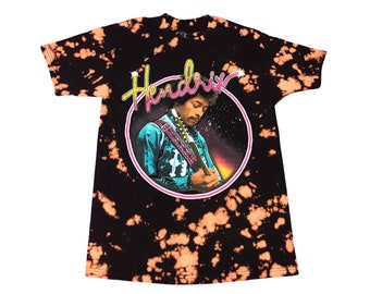 Custom Jimi Hendrix Icon - Retro - Short Sleeve Reverse Dye Tie-Dye T-Shirt - Adult Sizes - Officially Licensed