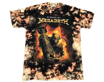 Anpassad Megadeth Band Arsenal Reverse-Dye T-shirt - Officiellt Licensierad - Vuxenstorlekar