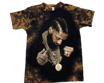 NEW Custom Nipsey Hussle One-of-a-Kind Reverse Dye T-Shirt - Unisex Sizes - Officially Licensed