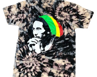 Bob Marley One of a Kind Reverse Dye Tie-Dye T-Shirt - Adult Size L - Officially Licensed