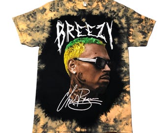 NEW Custom Chris Brown Breezy Oversized Scrunch Reverse Dye Shirt Adult Unisex Sizes - Officially Licensed