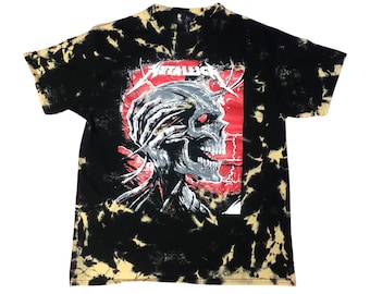 Custom Metallica Metal Skull Short Sleeve Reverse Dye Tie-Dye T-Shirt - Officially Licensed - Adult Sizes