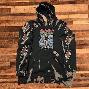 AC/DC ACDC Blow Up Your Video Extra Oversized Spiral Tie-Dye Unisex Hoodie Size S/M - Officially Licensed
