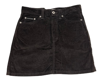 Authentic Vintage Y2K 90s D&G Dolce Gabbana Charcoal Corduroy A-Line Mini Skirt IT 40 / US 24