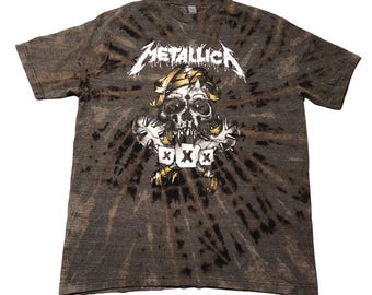 Custom METALLICA "XXX" Gray with Black Spiral Reverse Dye Shirt - Adult Size XL - Unisex - Officially Licensed