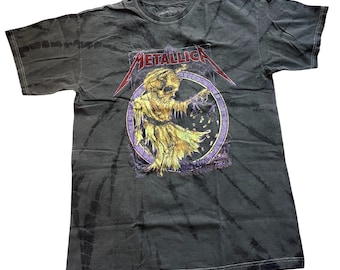 METALLICA - Time Will Tell Scales - Askgrå/Svart Tie-Dye T-shirt - Unik Sliten Vintage-Look - Officiellt Licensierad