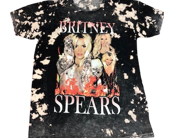 Britney Spears Reverse Dye Black / Charcoal Tie-Dye T-Shirt - Adult Sizes - Unisex - Officially Licensed