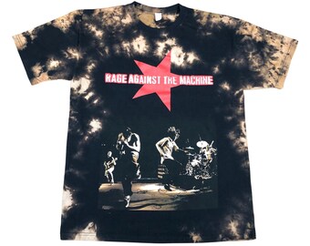 NY Anpassad RATM Red Star Y2K Vintage Reverse Dye T-shirt - Supermjuk - Unisexstorlekar - Två designer - Officiellt licensierad