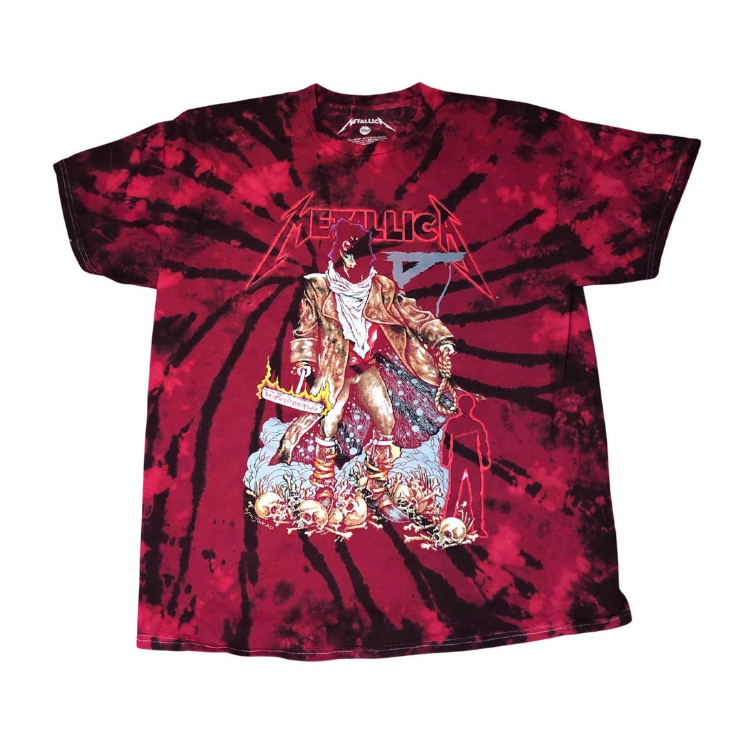 NEW Custom METALLICA Unforgiven Red / Black Scrunch Tie-dye T