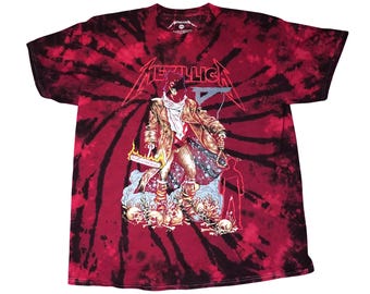 NEW Custom METALLICA Unforgiven Red / Black Scrunch Tie-Dye T-Shirt - Oversized - Officially Licensed - Adult Sizes