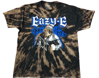 NEW Custom Eazy-E Charcoal / Brown Reverse-Dye T-Shirt - Adult Size S/M - Officially Licensed