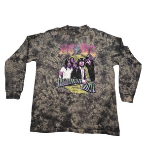 AC/DC ACDC Highway to Hell Tie-Dye Oversized Long Sleeve Top - Unisex - Adult Sizes - Officially Licensed