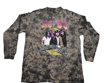 AC/DC ACDC Highway to Hell Tie-Dye Oversized Långärmad Topp - Unisex - Vuxenstorlekar - Officiellt Licensierad
