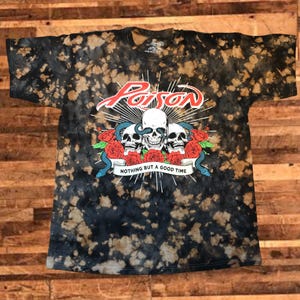 Custom - Poison Band One-of-a-Kind Reverse-Dye T-Shirt - Adult Unisex Size Large - Officially Licensed
