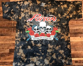 Custom - Poison Band One-of-a-Kind Reverse-Dye T-Shirt - Adult Unisex Size Large - Officially Licensed