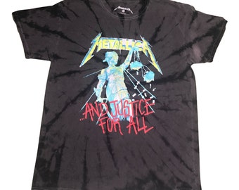 Metallica Justice For All-skjorta i antracitgrå och svart tvätt med tie-dye i vintage-stil - Unisex - Officiellt licensierad