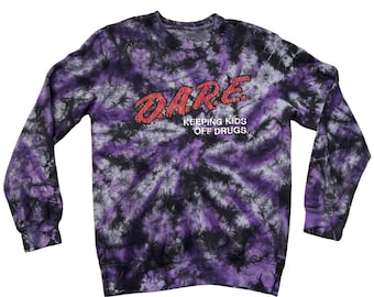 D.A.R.E. Distressed Logo Unik Tie-Dye Rund Halsad Tröja - Vuxen Unisex Storlek Small - Officiellt Licensierad