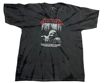 METALLICA - Sandman - Antracitgrå & Svart Tvättad Tie-Dye Vintage Worn Look - Vuxenstorlekar - Unisex - Officiellt Licensierad