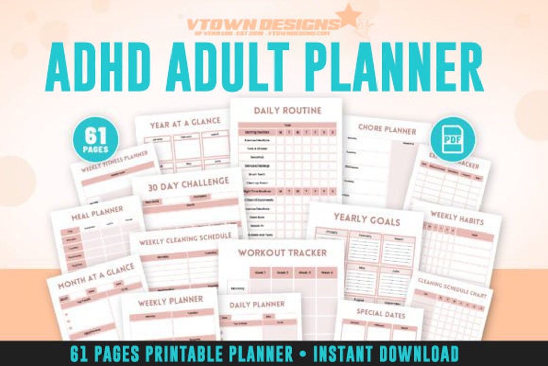 ADHD Digital Planner ADHD Planner Adult ADHD Journal Adhd Etsy