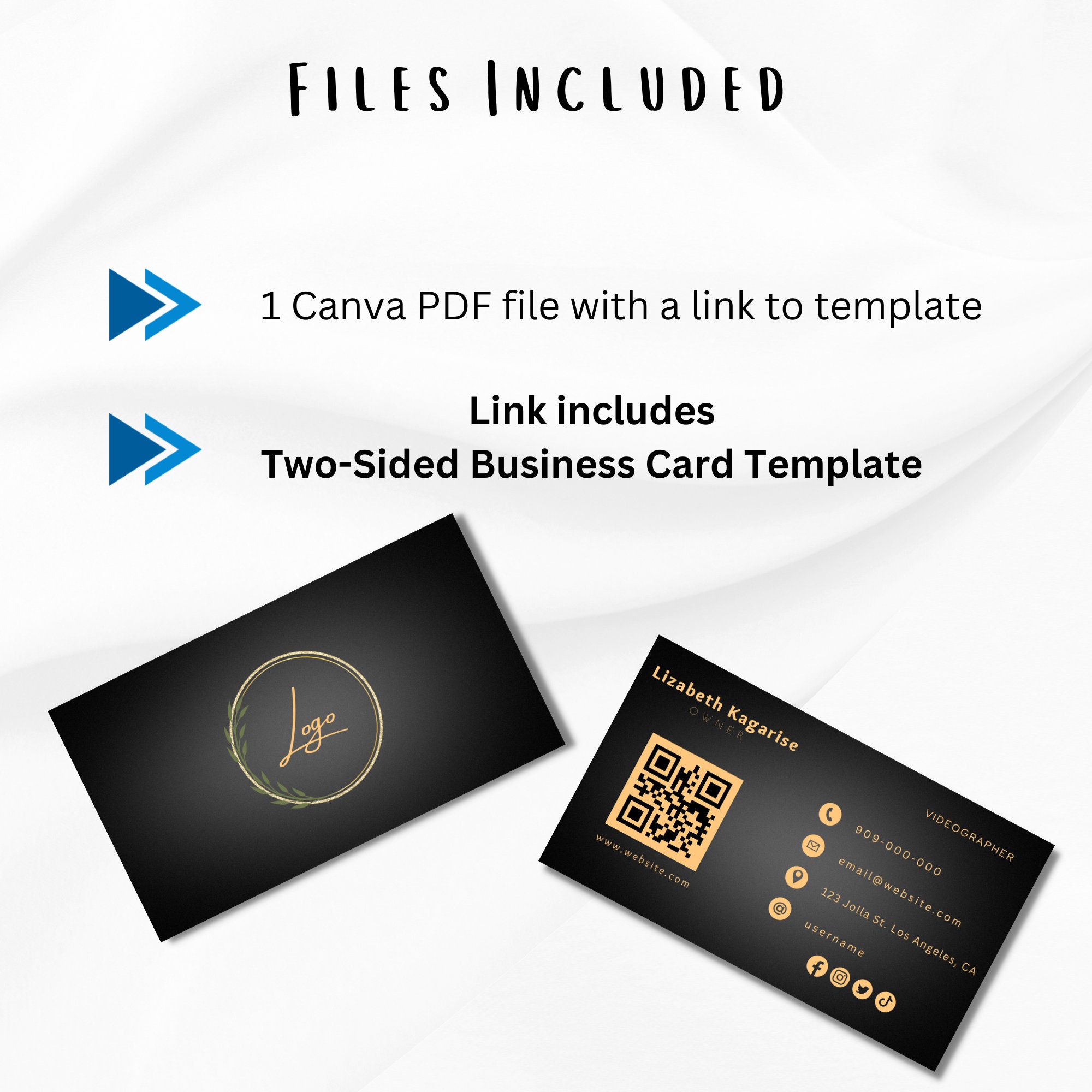 Digital Business Card QR Code Business Card Editable Canva Template