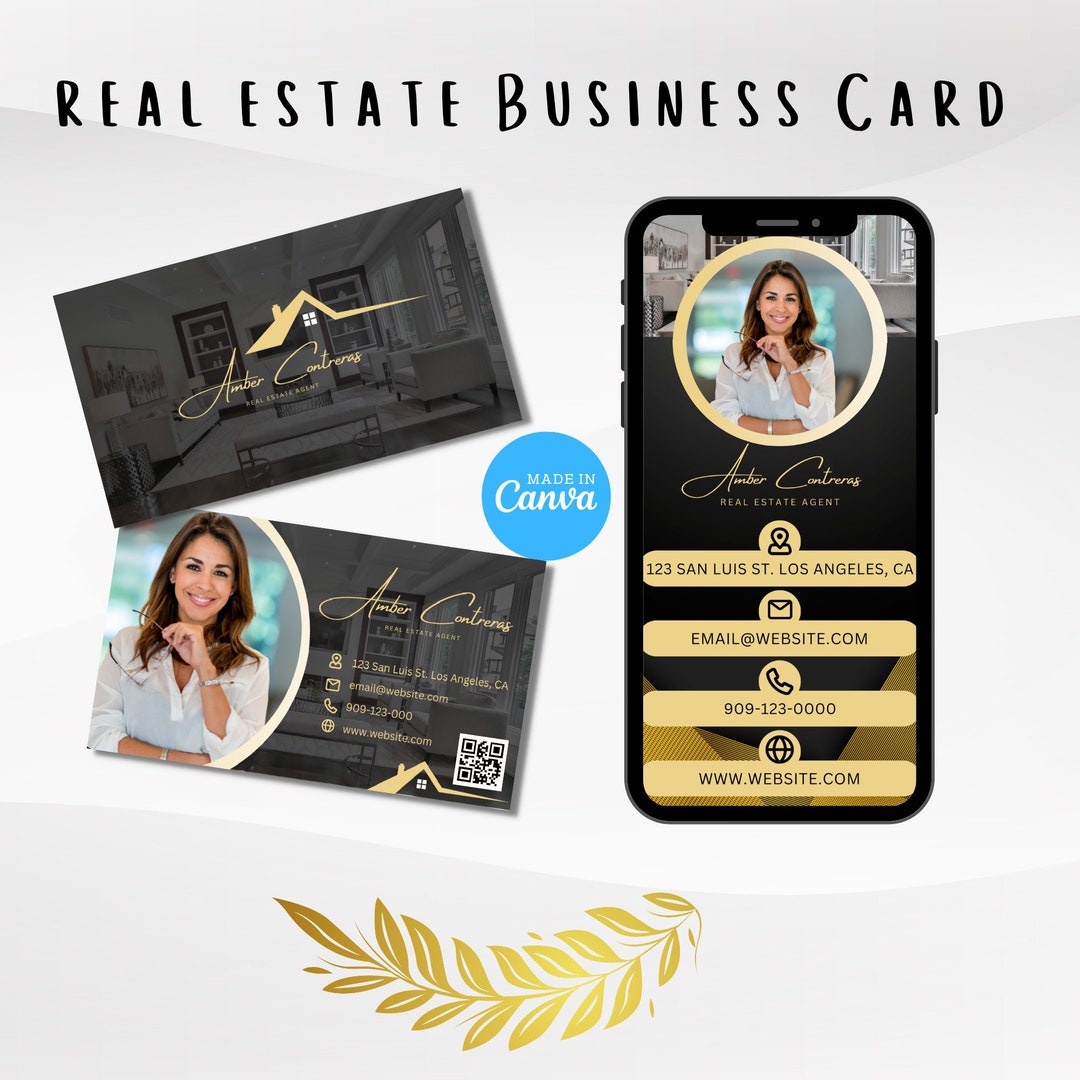 Digital Business Card QR Code Business Card Editable Canva Template