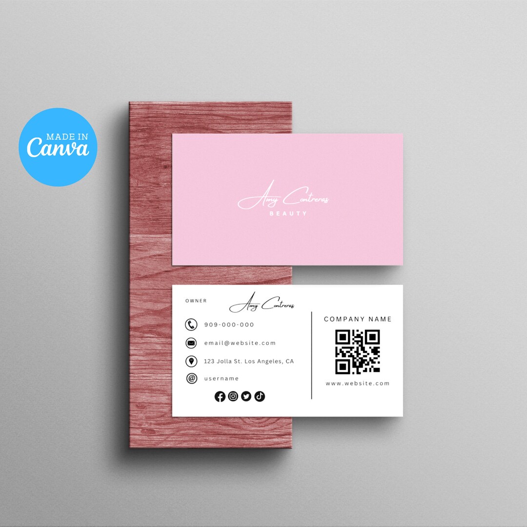 Digital Business Card QR Code Business Card Editable Canva Template