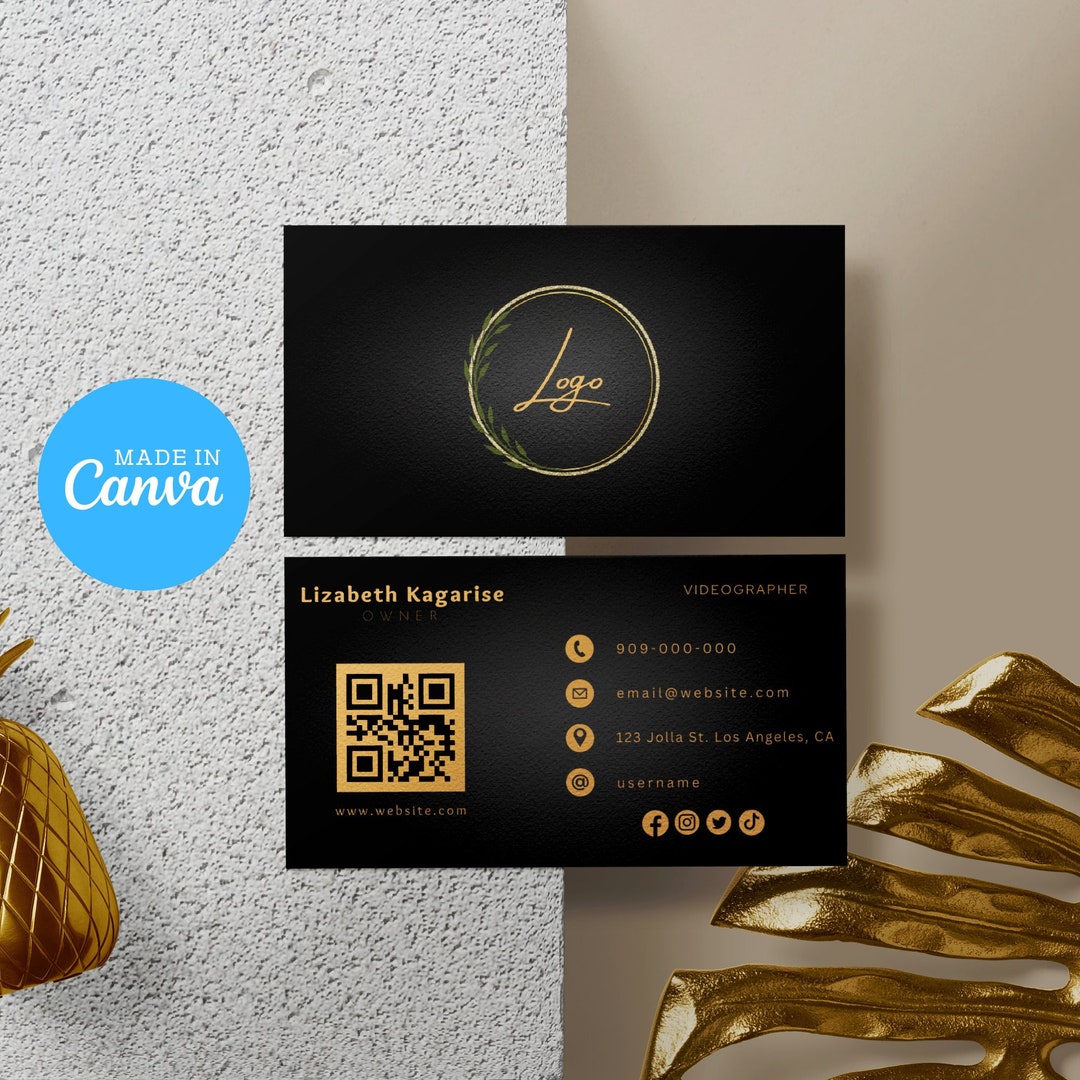 Digital Business Card QR Code Business Card Editable Canva Template
