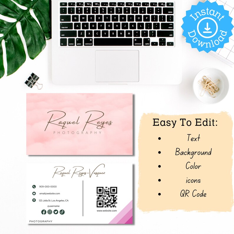 Digital Business Card QR Code Business Card Editable Canva Etsy Australia