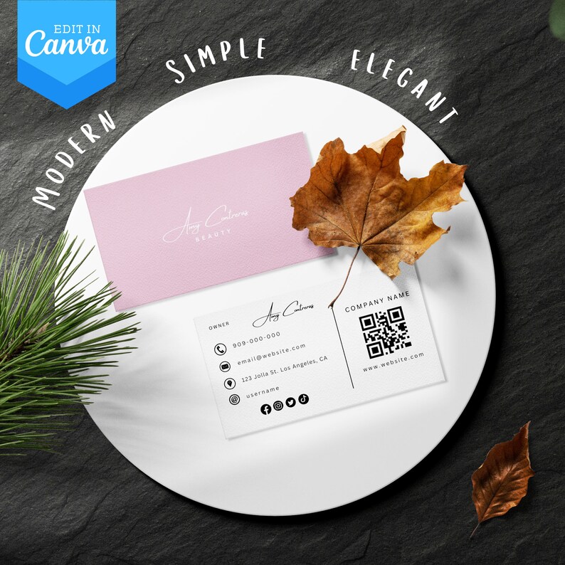 Digital Business Card QR Code Business Card Editable Canva Template