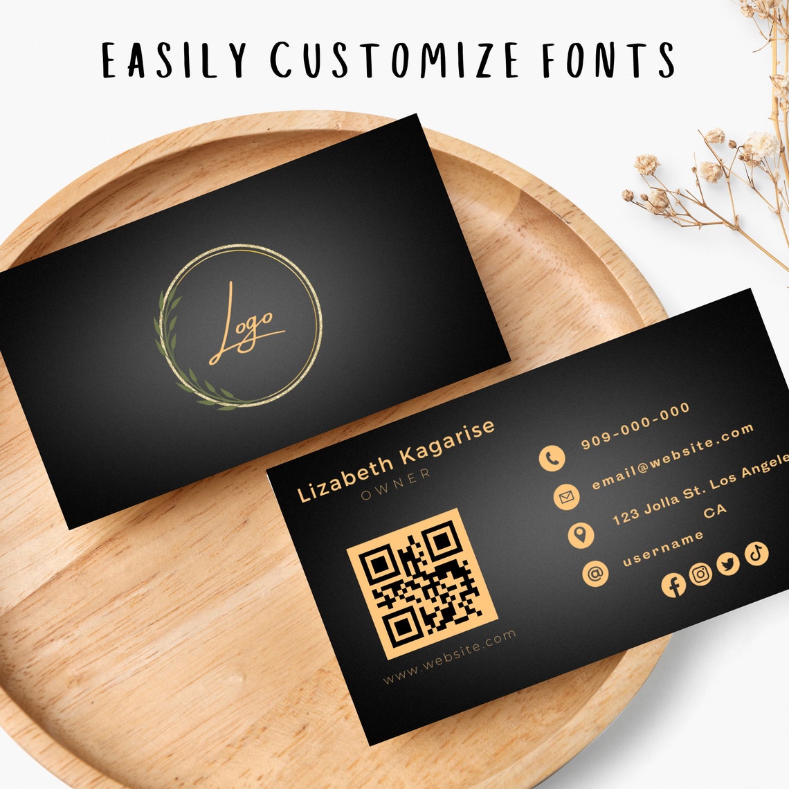 Digital Business Card QR Code Business Card Editable Canva Template
