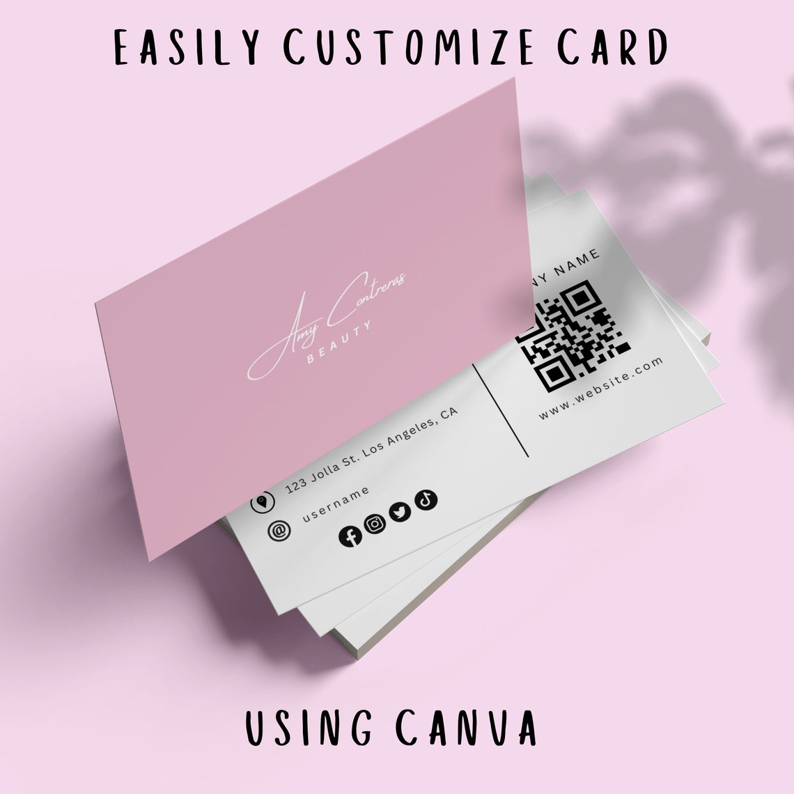Digital Business Card QR Code Business Card Editable Canva Template