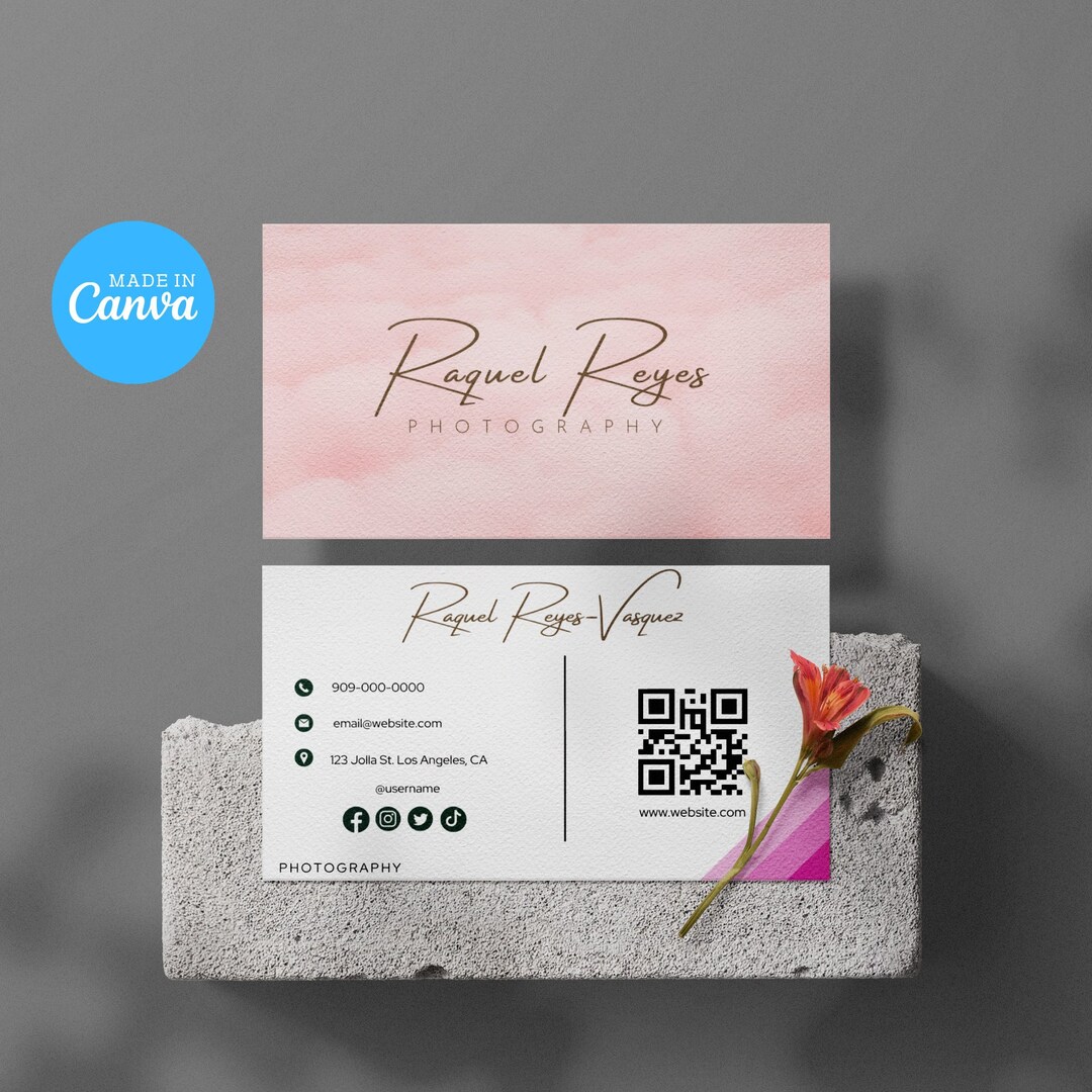 Digital Business Card QR Code Business Card Editable Canva Template