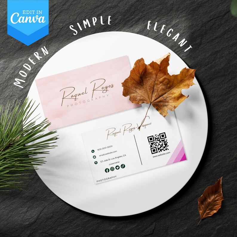 Digital Business Card QR Code Business Card Editable Canva Template