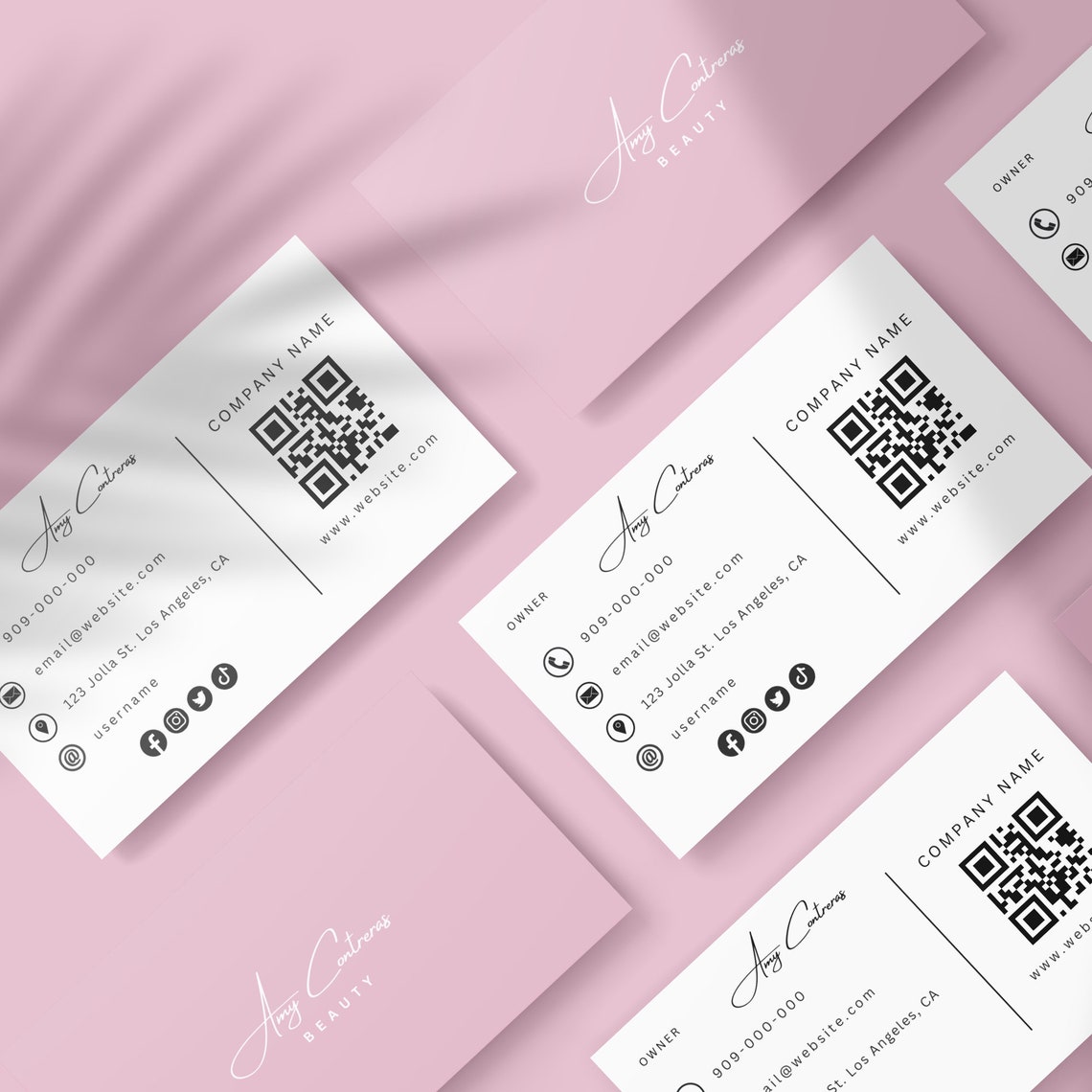 Digital Business Card QR Code Business Card Editable Canva Template Professional Minimalist