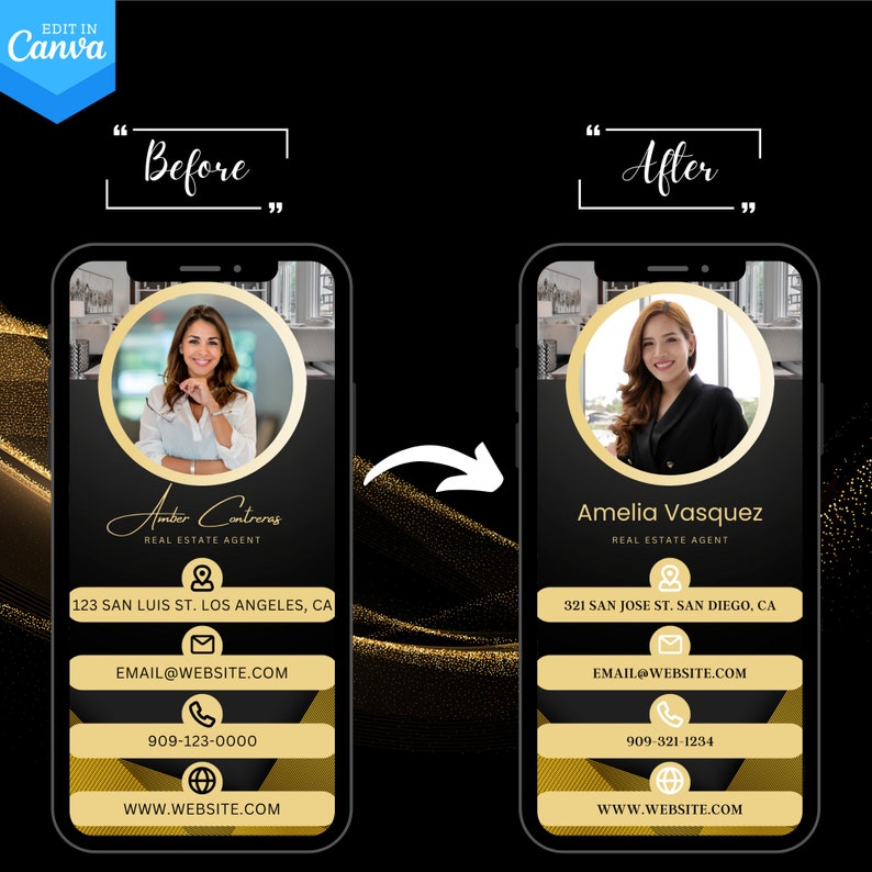 Digital Business Card QR Code Business Card Editable Canva Template