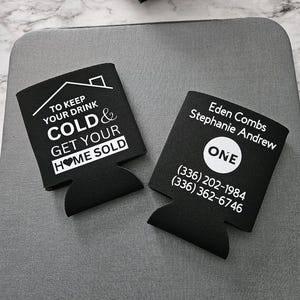 custom can cooler download real estate koozie digital keep your drink cold and get your home sold agent giveaway PNG realty promotional item