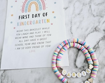 Ensemble de bracelets assortis maman et moi Premier jour d'école Premier jour de maternelle Prek Preschool 4k première année coloré
