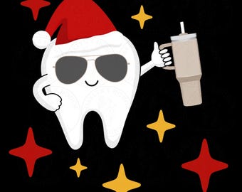 Holiday Funny Tooth image Dentist Hygienist Gift PNG SVG Digital Download Christmas Tooth DTF Sublimation Design