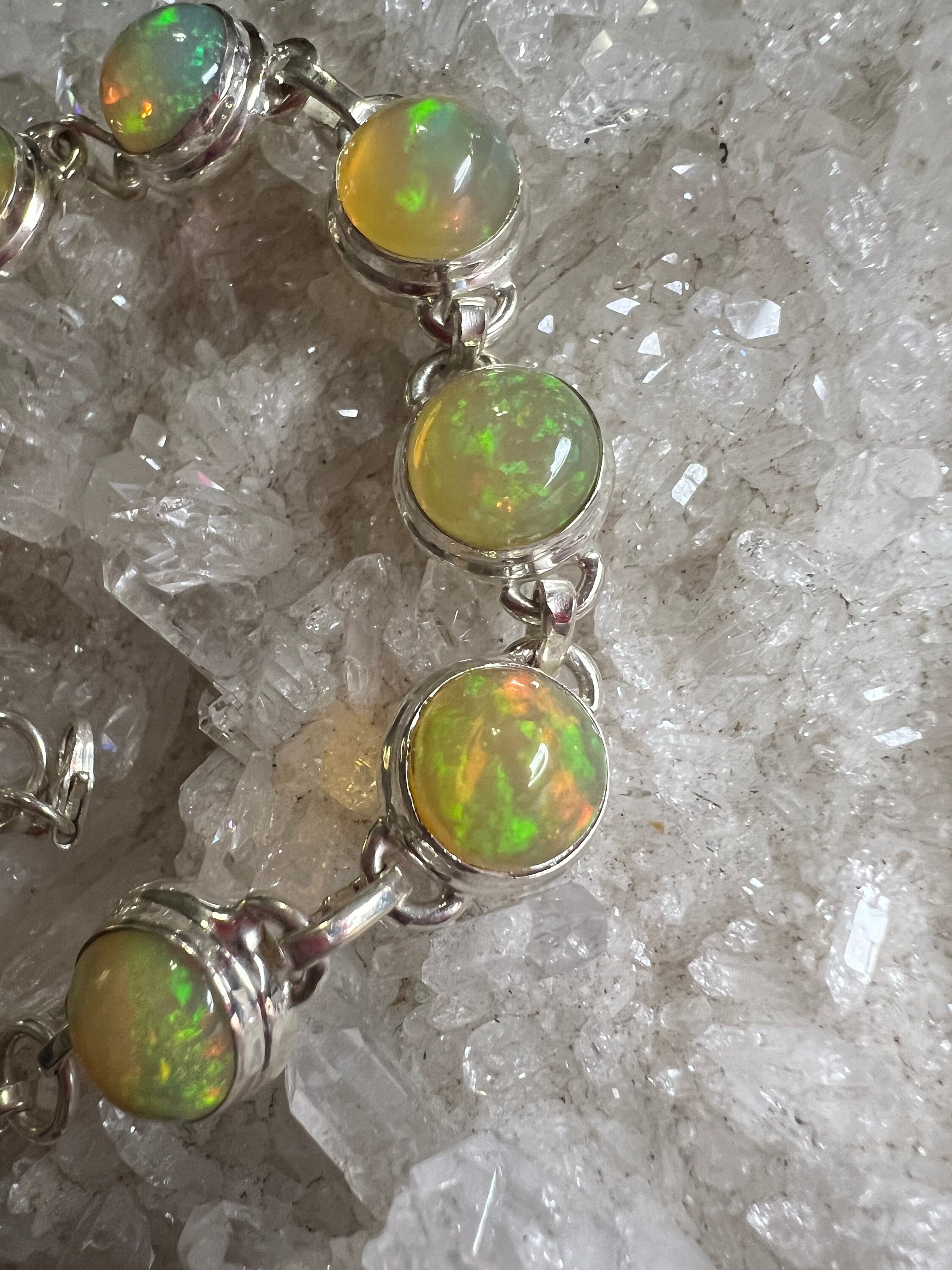 AAA Ethiopian Opal Beaded Bracelet, Sterling Silver, October