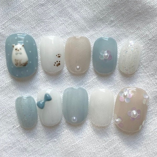 Kawaii Fake Nails - Etsy