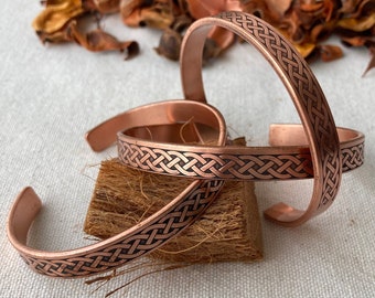 Adjustable Copper Pattern Cuff Bracelet, Copper Bracelet for Arthritis, Copper Jewelry Gift for Her, Gift for Him