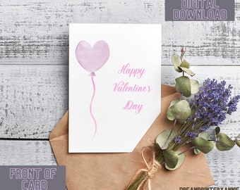 Printable Valentine's Day Digital Greeting Card 5x7, Hearts to Show Love